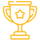 one awards win icon yellow